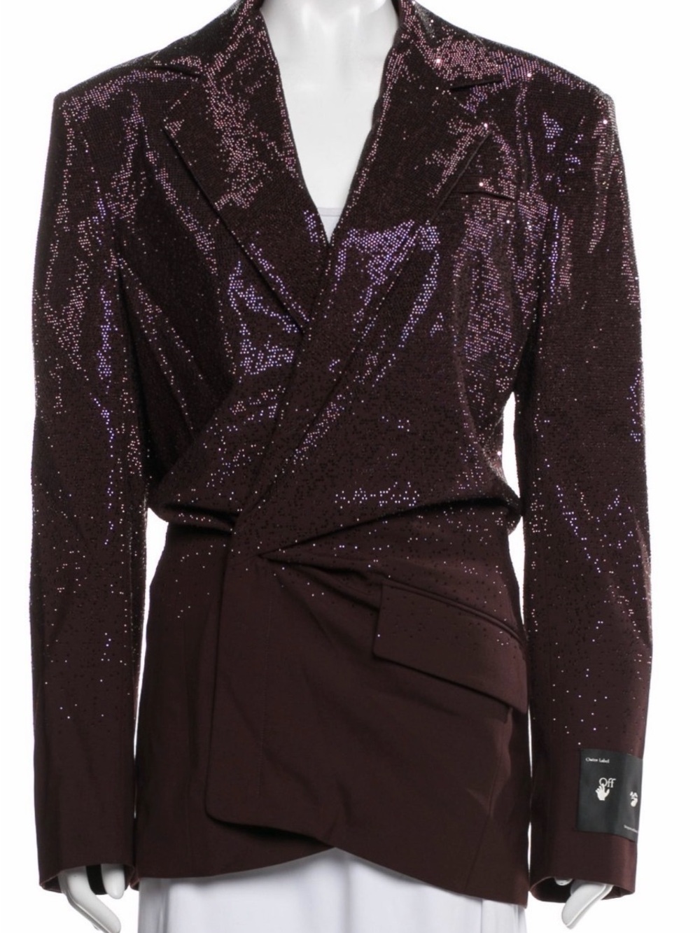 Off-White crystal embellished burgundy wrap blazer 2022 “EVENING” size 4 RARE!!